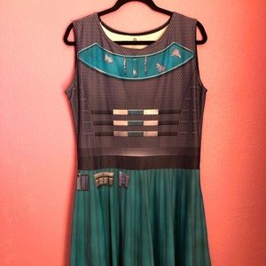 Gold Bubble Hunter A-line dress Cara Dune The Mandalorian